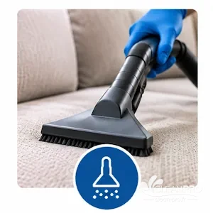 Aspiration et dépoussiérage d'un canapé avec un aspirateur professionnel