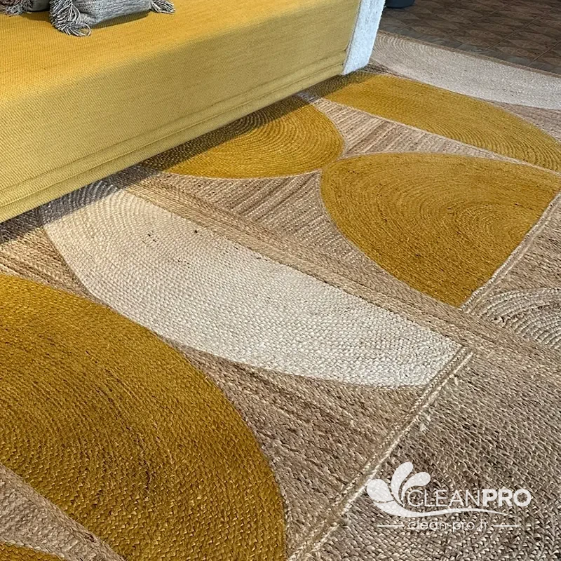 Tapis en jute naturelle nettoyé à domicile dans un salon à Nice