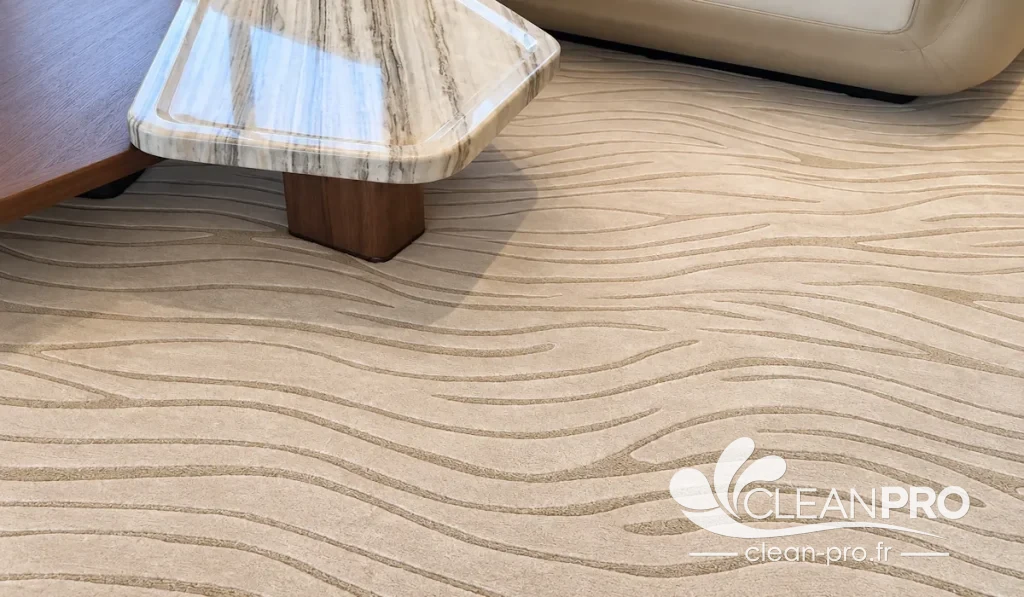 Tapis en relief à motifs de vagues nettoyé à bord d'un yacht