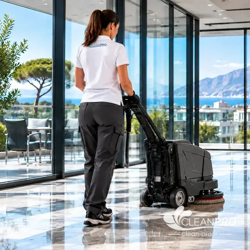 Nettoyage de locaux professionnels par une équipe Clean Pro